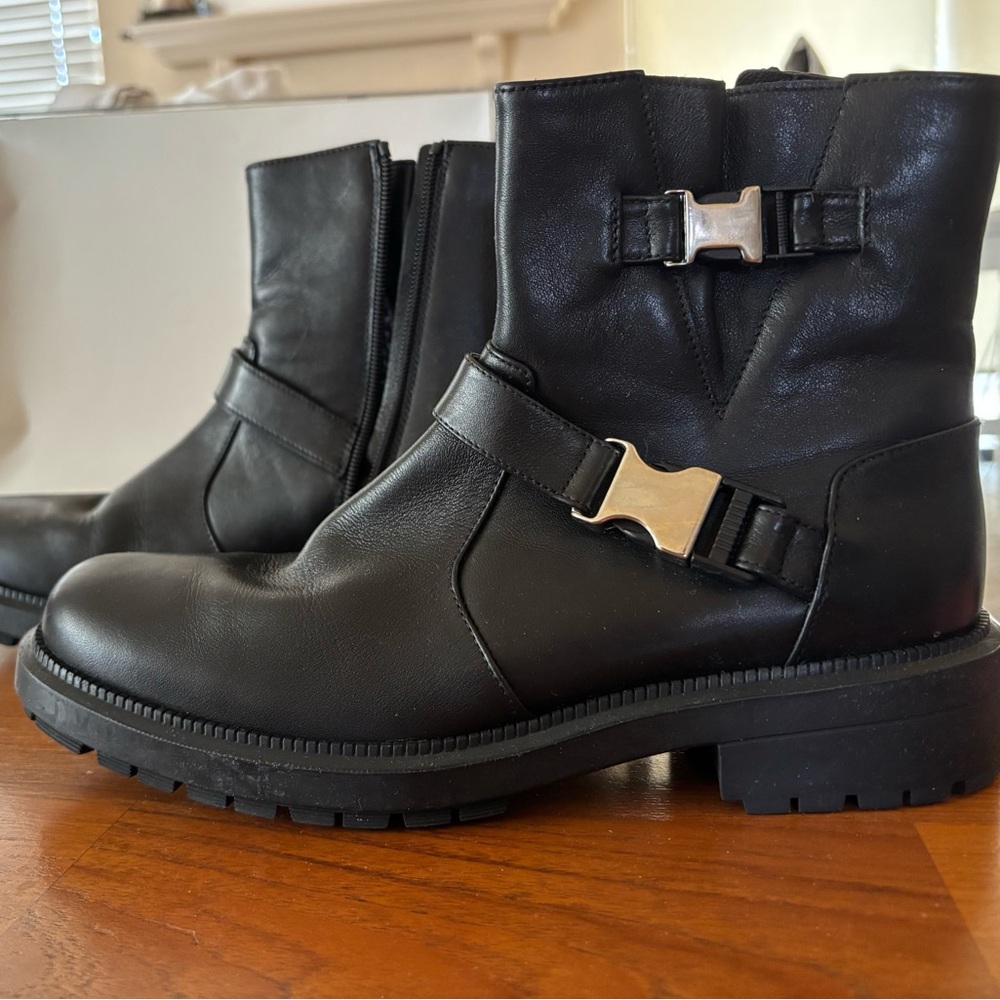 Aquatalia Made in Italy Lillie Moto Black Leather Boot - sz 9.5 - Picture 3 of 11